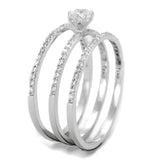 Rhodium 925 Sterling Silver Ring with AAA Grade CZ  in Clear