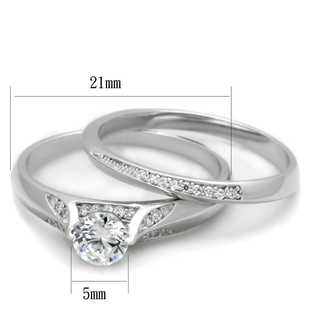 Rhodium 925 Sterling Silver Ring with AAA Grade CZ  in Clear