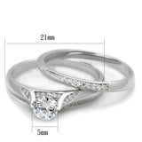 Rhodium 925 Sterling Silver Ring with AAA Grade CZ  in Clear
