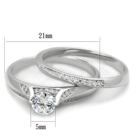 Rhodium 925 Sterling Silver Ring with AAA Grade CZ  in Clear