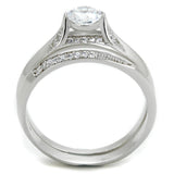 Rhodium 925 Sterling Silver Ring with AAA Grade CZ  in Clear