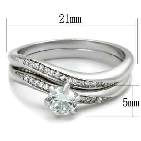 Rhodium 925 Sterling Silver Ring with AAA Grade CZ  in Clear