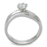 Rhodium 925 Sterling Silver Ring with AAA Grade CZ  in Clear