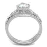 Rhodium 925 Sterling Silver Ring with AAA Grade CZ  in Clear