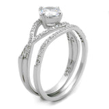 Rhodium 925 Sterling Silver Ring with AAA Grade CZ  in Clear