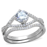 Rhodium 925 Sterling Silver Ring with AAA Grade CZ  in Clear