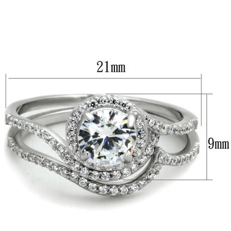Rhodium 925 Sterling Silver Ring with AAA Grade CZ  in Clear