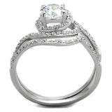 Rhodium 925 Sterling Silver Ring with AAA Grade CZ  in Clear
