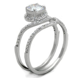 Rhodium 925 Sterling Silver Ring with AAA Grade CZ  in Clear