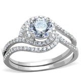 Rhodium 925 Sterling Silver Ring with AAA Grade CZ  in Clear