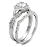Rhodium 925 Sterling Silver Ring with AAA Grade CZ  in Clear