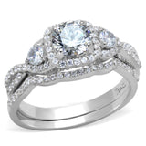 Rhodium 925 Sterling Silver Ring with AAA Grade CZ  in Clear