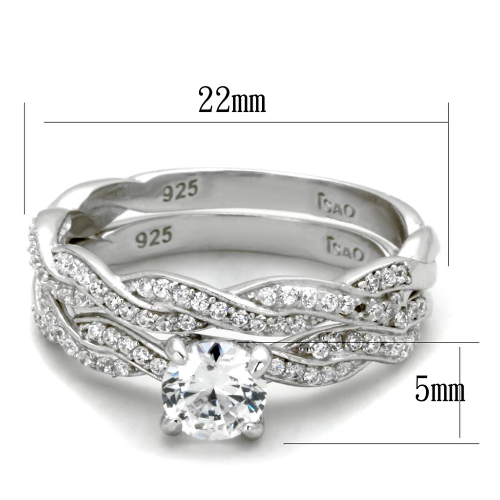Rhodium 925 Sterling Silver Ring with AAA Grade CZ  in Clear