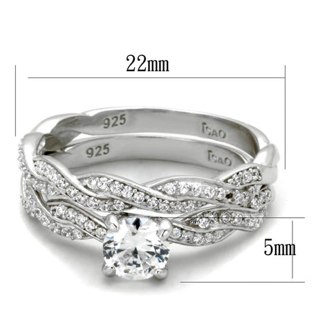 Rhodium 925 Sterling Silver Ring with AAA Grade CZ  in Clear