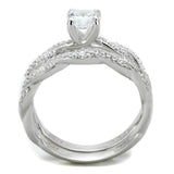 Rhodium 925 Sterling Silver Ring with AAA Grade CZ  in Clear