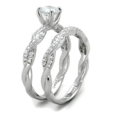 Rhodium 925 Sterling Silver Ring with AAA Grade CZ  in Clear