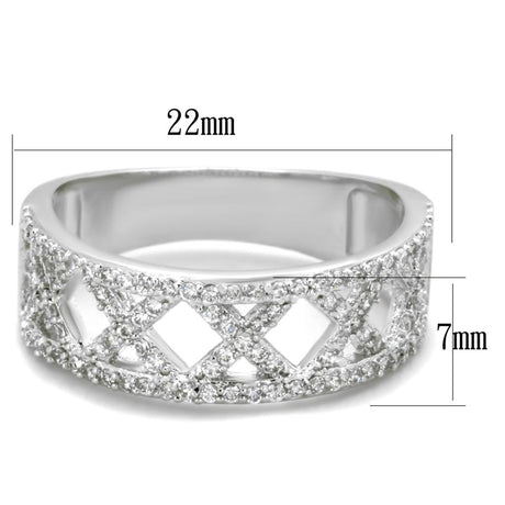 Rhodium 925 Sterling Silver Ring with AAA Grade CZ  in Clear