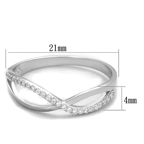 Rhodium 925 Sterling Silver Ring with AAA Grade CZ  in Clear