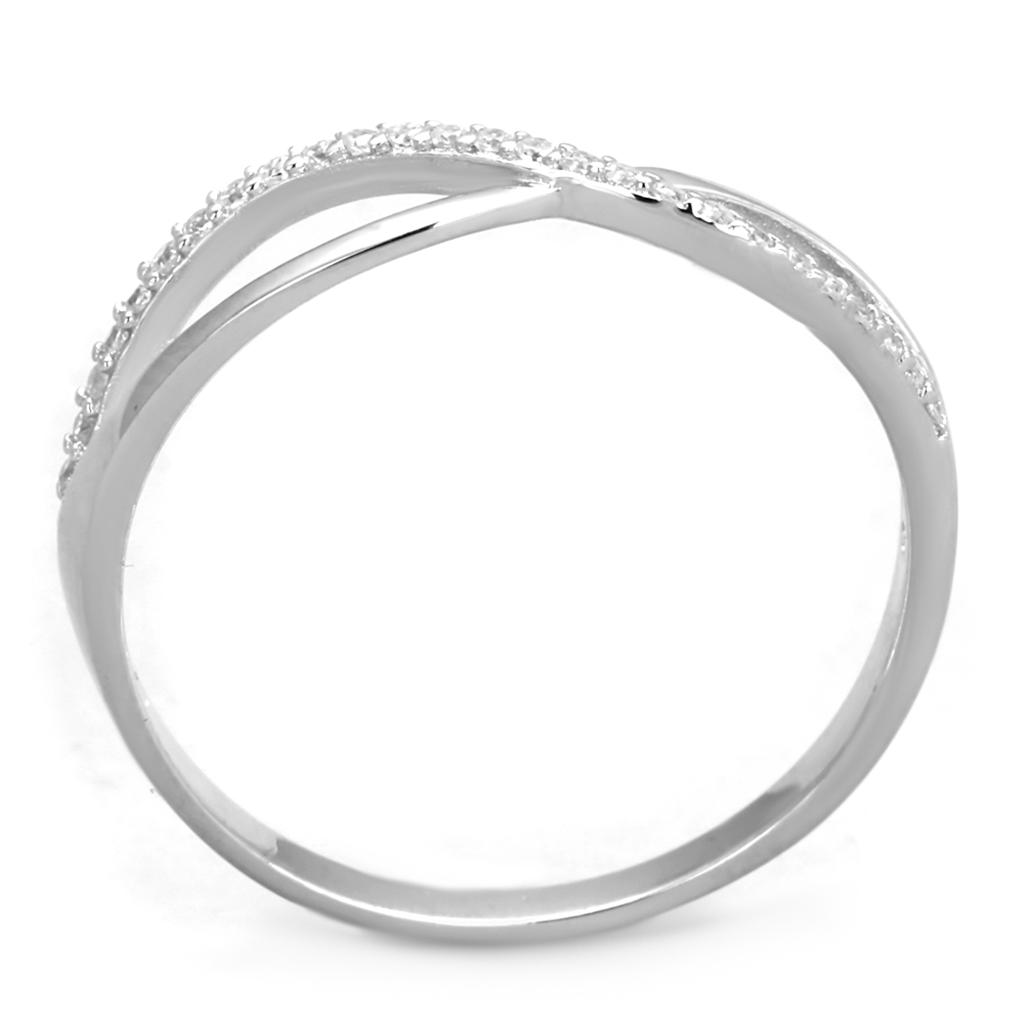 Rhodium 925 Sterling Silver Ring with AAA Grade CZ  in Clear