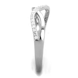 Rhodium 925 Sterling Silver Ring with AAA Grade CZ  in Clear
