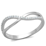 Rhodium 925 Sterling Silver Ring with AAA Grade CZ  in Clear