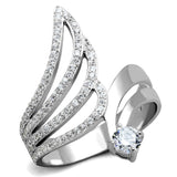 Rhodium 925 Sterling Silver Ring with AAA Grade CZ  in Clear