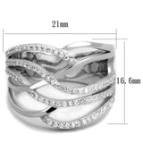 Rhodium 925 Sterling Silver Ring with AAA Grade CZ  in Clear
