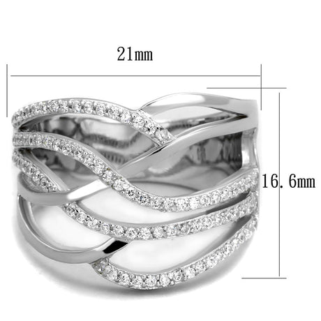 Rhodium 925 Sterling Silver Ring with AAA Grade CZ  in Clear