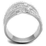 Rhodium 925 Sterling Silver Ring with AAA Grade CZ  in Clear