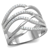 Rhodium 925 Sterling Silver Ring with AAA Grade CZ  in Clear