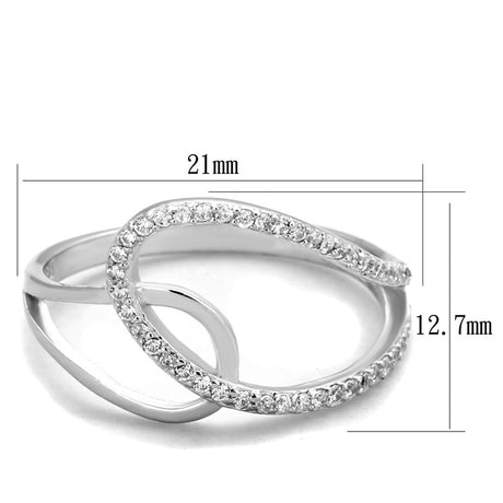 Rhodium 925 Sterling Silver Ring with AAA Grade CZ  in Clear
