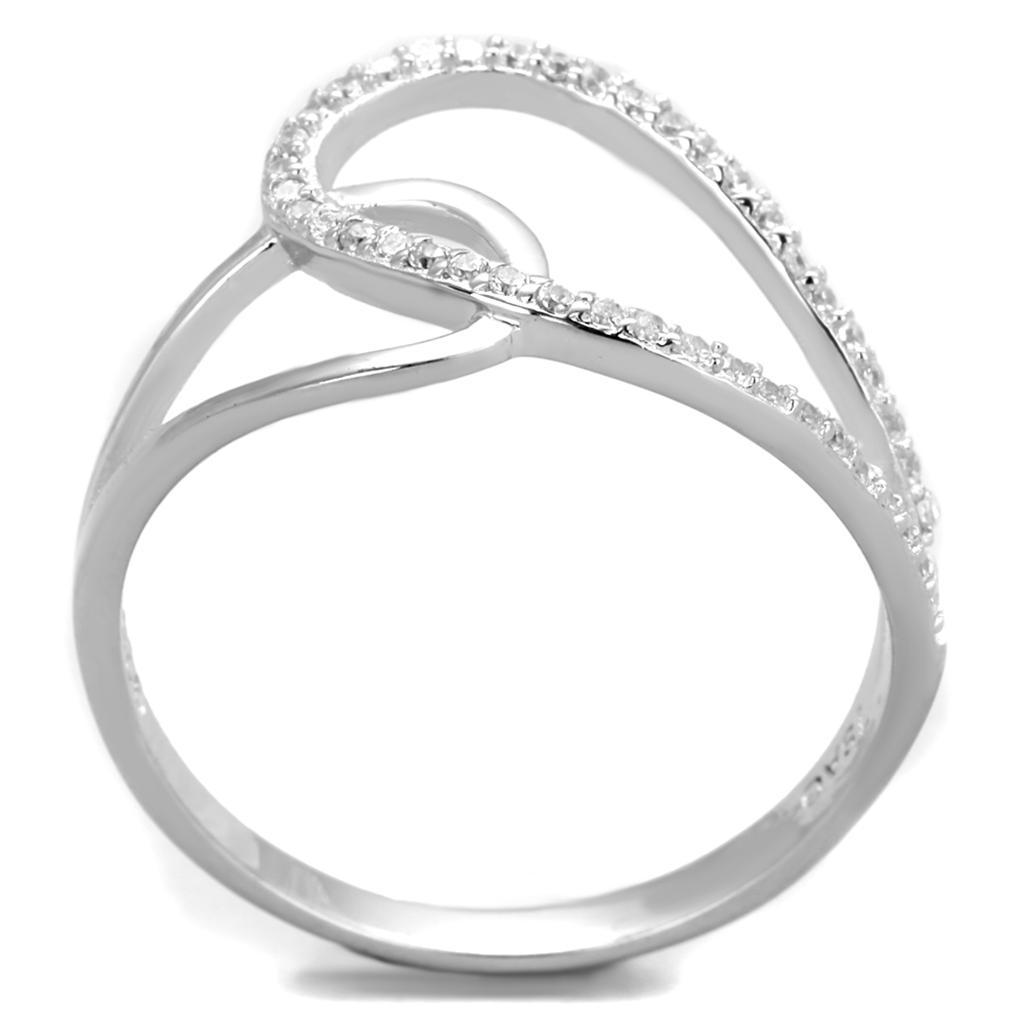 Rhodium 925 Sterling Silver Ring with AAA Grade CZ  in Clear