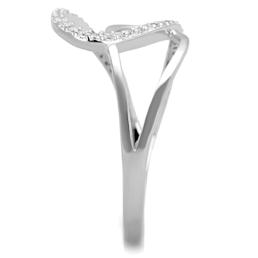 Rhodium 925 Sterling Silver Ring with AAA Grade CZ  in Clear