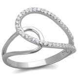 Rhodium 925 Sterling Silver Ring with AAA Grade CZ  in Clear