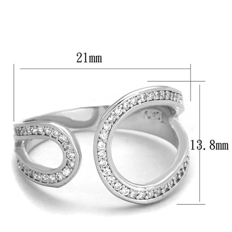 Rhodium 925 Sterling Silver Ring with AAA Grade CZ  in Clear