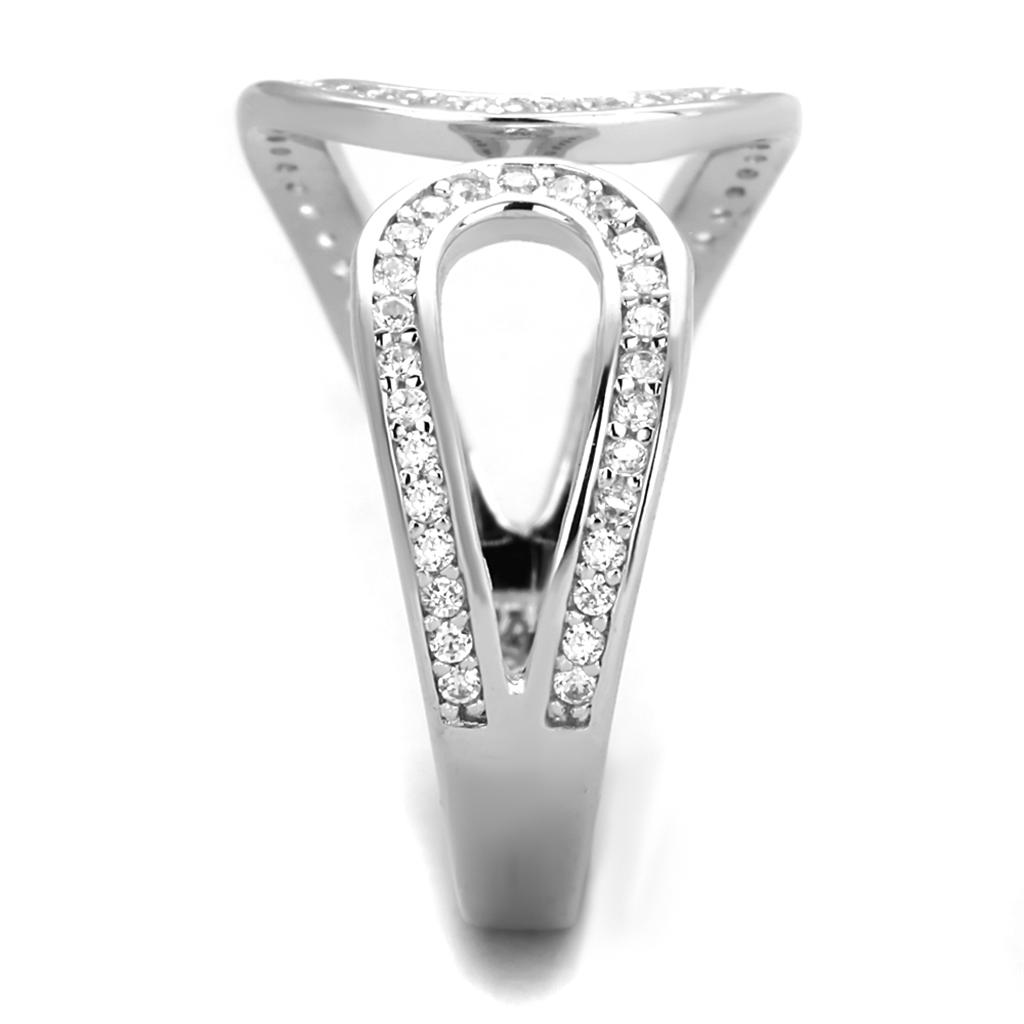 Rhodium 925 Sterling Silver Ring with AAA Grade CZ  in Clear