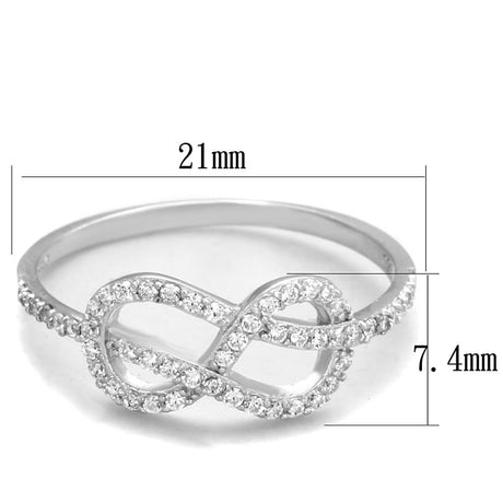 Rhodium 925 Sterling Silver Ring with AAA Grade CZ  in Clear