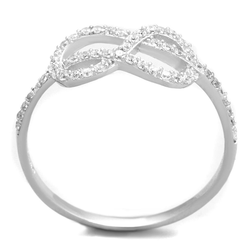 Rhodium 925 Sterling Silver Ring with AAA Grade CZ  in Clear