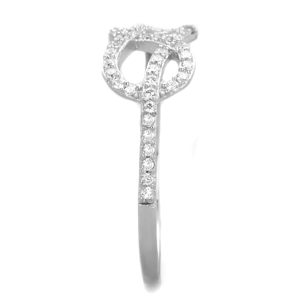 Rhodium 925 Sterling Silver Ring with AAA Grade CZ  in Clear