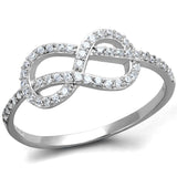 Rhodium 925 Sterling Silver Ring with AAA Grade CZ  in Clear