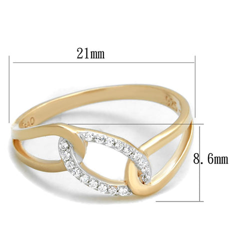 Rose Gold + Rhodium 925 Sterling Silver Ring with AAA Grade CZ  in Clear