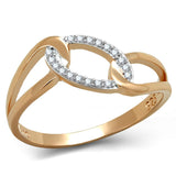 Rose Gold + Rhodium 925 Sterling Silver Ring with AAA Grade CZ  in Clear