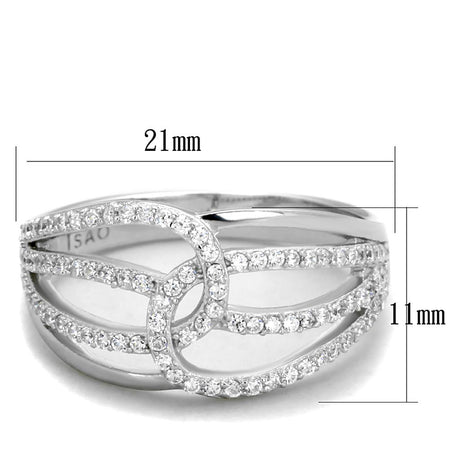 Rhodium 925 Sterling Silver Ring with AAA Grade CZ  in Clear