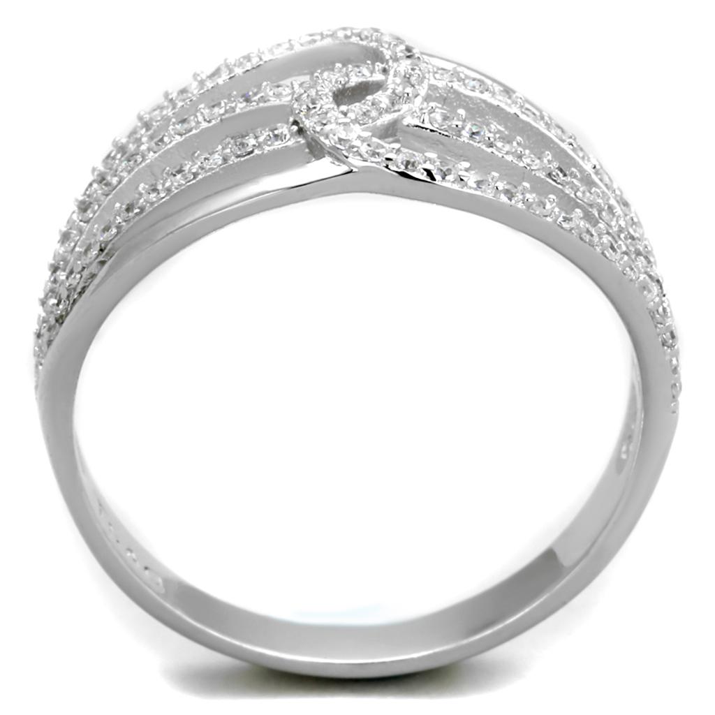 Rhodium 925 Sterling Silver Ring with AAA Grade CZ  in Clear