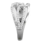 Rhodium 925 Sterling Silver Ring with AAA Grade CZ  in Clear