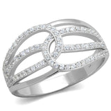 Rhodium 925 Sterling Silver Ring with AAA Grade CZ  in Clear