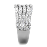 Rhodium 925 Sterling Silver Ring with AAA Grade CZ  in Clear