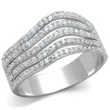 Rhodium 925 Sterling Silver Ring with AAA Grade CZ  in Clear