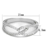 Rhodium 925 Sterling Silver Ring with AAA Grade CZ  in Clear