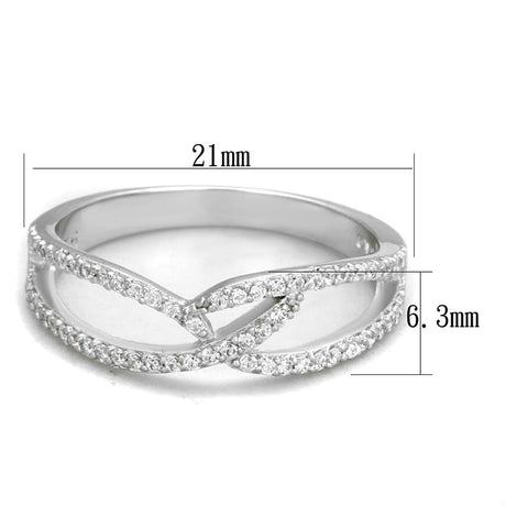 Rhodium 925 Sterling Silver Ring with AAA Grade CZ  in Clear